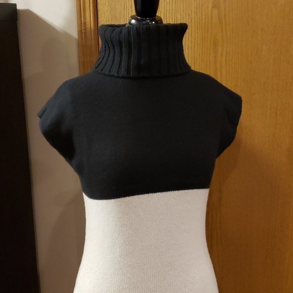 Ann Taylor cashmere wool blend turtleneck color block sleeveless sweater
